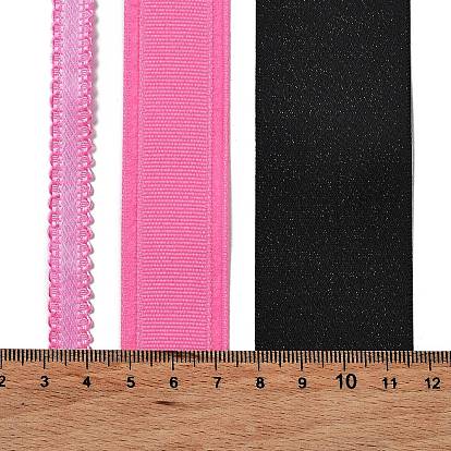 9 Yards 3 Styles Polyester Ribbon, for DIY Handmade Craft, Hair Bowknots and Gift Decoration, Pink Color Palette