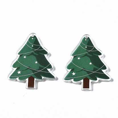 Pendentifs acryliques imprimés transparents, sur le thème de Noël, arbres de Noël