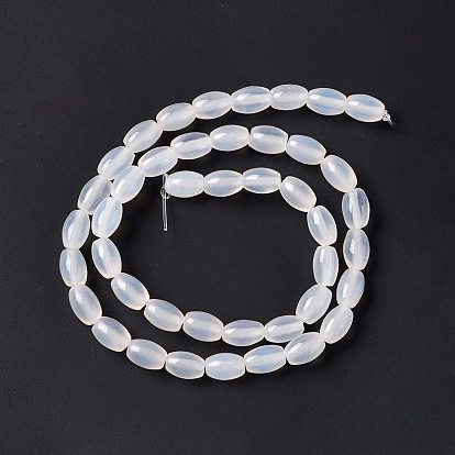 Naturelles agate perles blanches de brins, Grade a, ovale