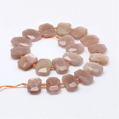 Natural Sunstone Beads Strands, Faceted, Rectangle