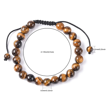 Nylon réglable bracelets cordon tressé de perles, avec des perles de pierres fines