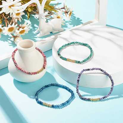 Bracelet extensible perlé rondelle de jade malaisien naturel (teint) avec laiton, bijoux en pierres précieuses pour femmes