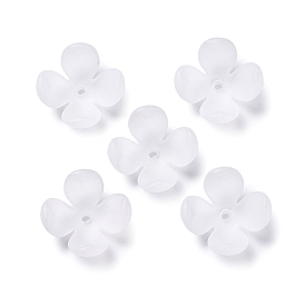 Frosted Acrylic Bead Caps, 4-Petal Flower
