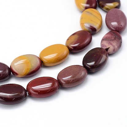 Natural Mookaite Flat Oval Bead Strands, 14x10x6mm, Hole: 1mm, about 29pcs/strand, 15.7 inch
