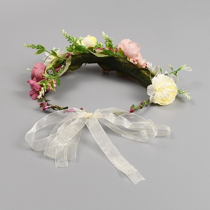 Guirnalda de flores artificiales de tela, diademas de corona de hojas, apoyo fotográfico, para la boda, playa, fiesta