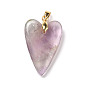 Gemstone Pendants, with Rack Plating Brass Findings, Long-Lasting Plated, Heart