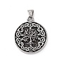 304 Stainless Steel Pendants, Flat Round with Tree