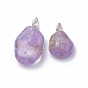 Natural Ametrine Pendants, with Silver Color Plated Brass Findings, Nuggets