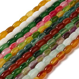Natural Dyed Jade Beads Strands, Oval