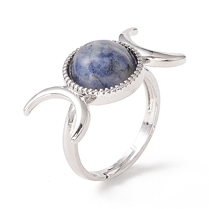 Регулируемое кольцо с луной из драгоценных камней, украшения из латуни для женщин, платина, без кадмия и без свинца