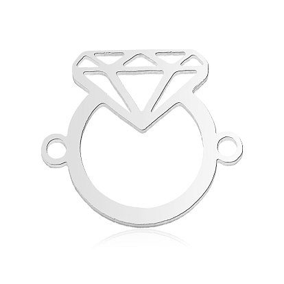 201 colgantes de conector de acero inoxidable, forma de anillo de diamantes