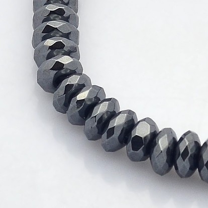Galvanoplastie non magnétiques hématite synthétique brins de perles, facettes rondelle, 6x3mm, Trou: 1mm, Environ 140 pcs/chapelet, 15.7 pouce