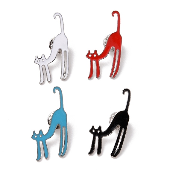 Cat Enamel Pin, Cartoon Animal Alloy Badge for Backpack Clothes, Platinum