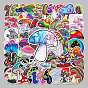 50Pcs Rainbow Color PVC Waterproof Cartoon Stickers, Self-adhesive Plant Decals, for Suitcase, Skateboard, Refrigerator, Helmet, Mobile Phone Shell