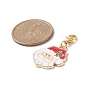 Christmas Alloy Enamel Pendant Decorations Sets, with 304 Stainless Steel Lobster Claw Clasps, Christmas Reindeer & Santa Claus & Holly Leaf & Candy Cane