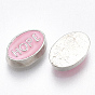 Alloy Enamel Cabochons, Fit Floating Locket Charms, Oval with Hope, Pink