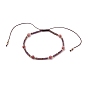 Bracelet de perles tressées en cordon de nylon ajustable, avec perles de rocaille rondes en verre fgb, perles de pierres précieuses naturelles et perles de verre galvanisées
