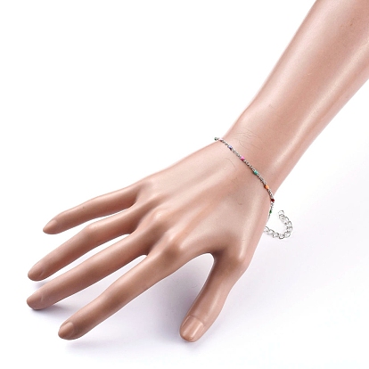 304 Stainless Steel Jewelry Sets, Enamel Link Chain Necklaces & Bracelets, with Lobster Claw Clasps and Iron Extender Chain