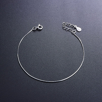 Shegrace простой элегантный браслет 925 из стерлингового серебра, браслет цепи змея, 160x0.8 мм