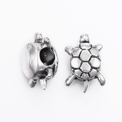 304 acier inoxydable perles européennes, Perles avec un grand trou   , tortue