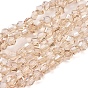 Electroplate Glass Beads Strands, Pearl Luster Plated, Faceted, Hexagon