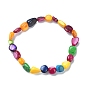 Dyed Natural Shell Nugget Beaded Stretch Bracelet for Women