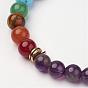 Gemstone Beaded Stretch Bracelets, with Alloy Findings, Round