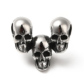 304 Stainless Steel European Beads, Large Hole Beads, Skull Head