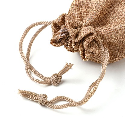 Polyester Imitation Burlap Packing Pouches Drawstring Bags, for Christmas, Wedding Party and DIY Craft Packing