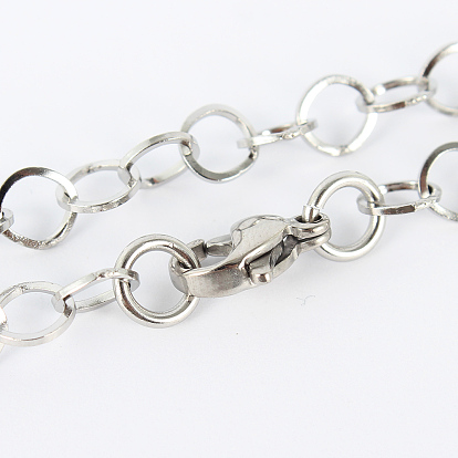 304 Stainless Steel Cable Chain Necklaces, with Lobster Claw Clasps, 17.7 inch(449mm), 5mm