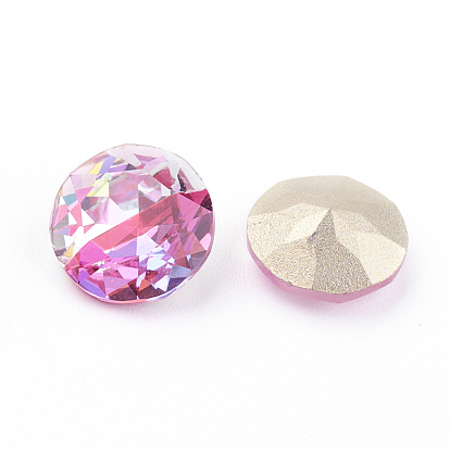 Puntiagudo y chapado en diamantes de imitación de cristal k 9, Grado A, dos tonos, estilo láser brillante, facetados, plano y redondo