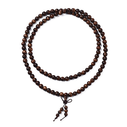 Mala Bead Bracelet, Rosewood 4-Loop Wrap Bracelet, Yoga Prayer Jewelry for Men Women