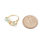 Éclats de pierres mélangées naturelles avec anneau de doigt perlé en laiton, bijoux en fil de cuivre plaqué or clair pour femme