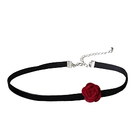 Cloth Choker Necklaces, Rose Flower