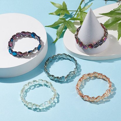 Bracelet extensible en perles de verre rectangle pour femme