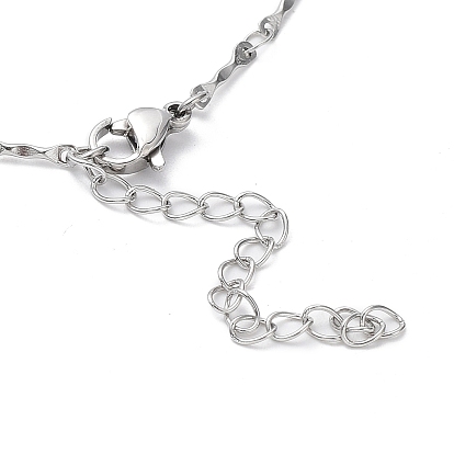 304 Stainless Steel Textured Bar Link Chain Necklace