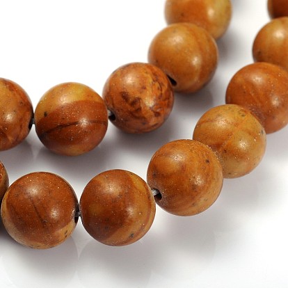 Perles en pierres gemme, bois dentelle de pierre, ronde, 8mm, Trou: 1mm, 15~16 pouce