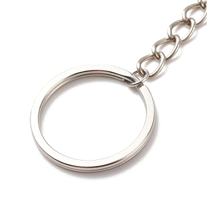 304 Stainless Steel Keychain, with Iron Twisted Chains Curb Chains, Zinc Alloy Lobster Claw Clasps