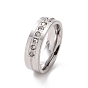 Crystal Rhinestone Line Finger Ring, 201 Stainless Steel Jewelry for Women