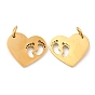 Vacuum Plating 304 Stainless Steel Pendants, with Jump Ring, Heart with Footprint Charm
