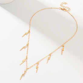 Minimalist Lightning Pendant Necklace with Stylish Chain - Creative Collarbone Jewelry