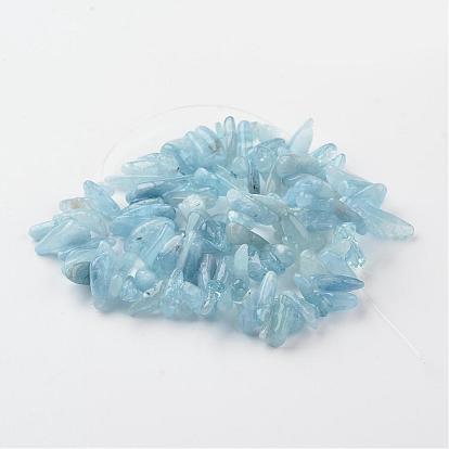 Grade A+ Nuggets Natural Aquamarine Bead Strands, 14~45x5~10x5~10mm, Hole: 1mm, about 43~90pcs/strand, 14.9 inch ~15.7 inch
