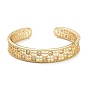 Brass Micro Pave Clear Cubic Zirconia Cuff Bangles, Hollow