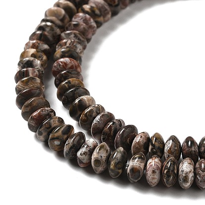 Natural Leopard Skin Jasper Beads Strands, Saucer Beads, Rondelle