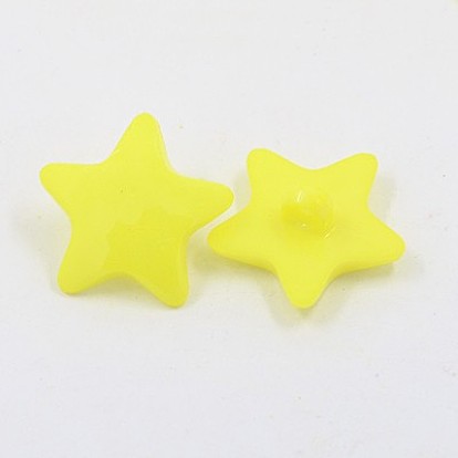 Acrylic Shank Buttons, 1-Hole, Dyed, Faceted, Star