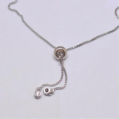 Электрофорез латунное ожерелье, С кубическими циркониевыми и ползунковыми удлинителями, коробка цепи, долговечный