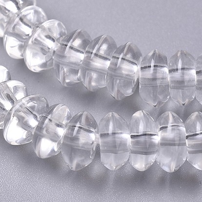 De perlas de cristal de cuarzo natural hebras, cuentas de cristal de roca, Rondana plana