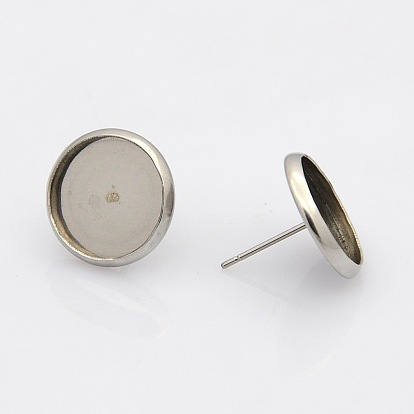 304 Stainless Steel Flat Round Stud Earring Settings