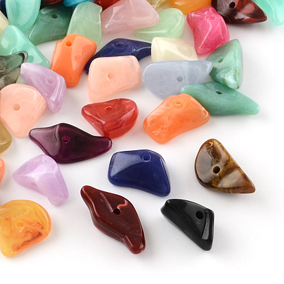 Chip Imitation Gemstone Acrylic Beads, 19~28x14~19x6~13mm, Hole: 2mm, about 310pcs/500g