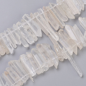 Natural Quartz Crystal Pointed Beads Strands, Frosted, Bullet, Faceted